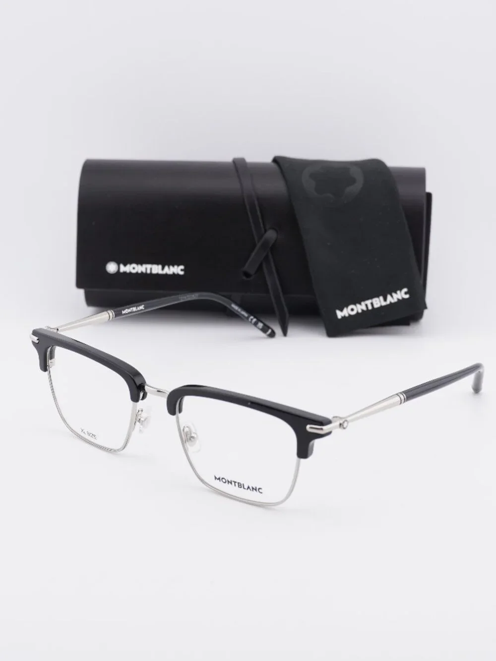 Montblanc MB0243O 001 Square Eyeglasses – Black/Silver 52mm